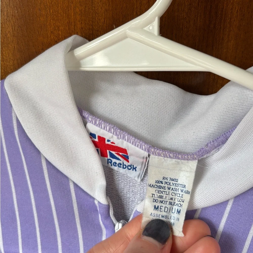 Reebok Purple Short-Sleeve Cycling Jersey with Green Accents - Picture 3 of 4
